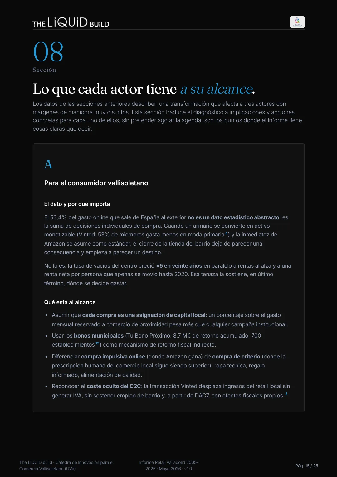 Informe sobre pequeño comercio - Valladolid 2005–2025 · the LIQUID build — 16