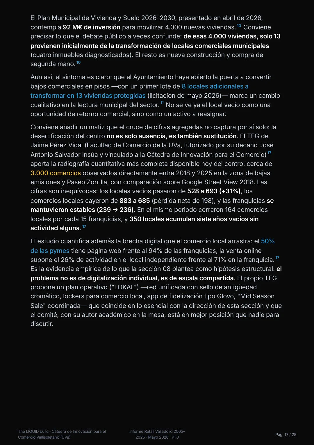 Informe sobre pequeño comercio - Valladolid 2005–2025 · the LIQUID build — 15