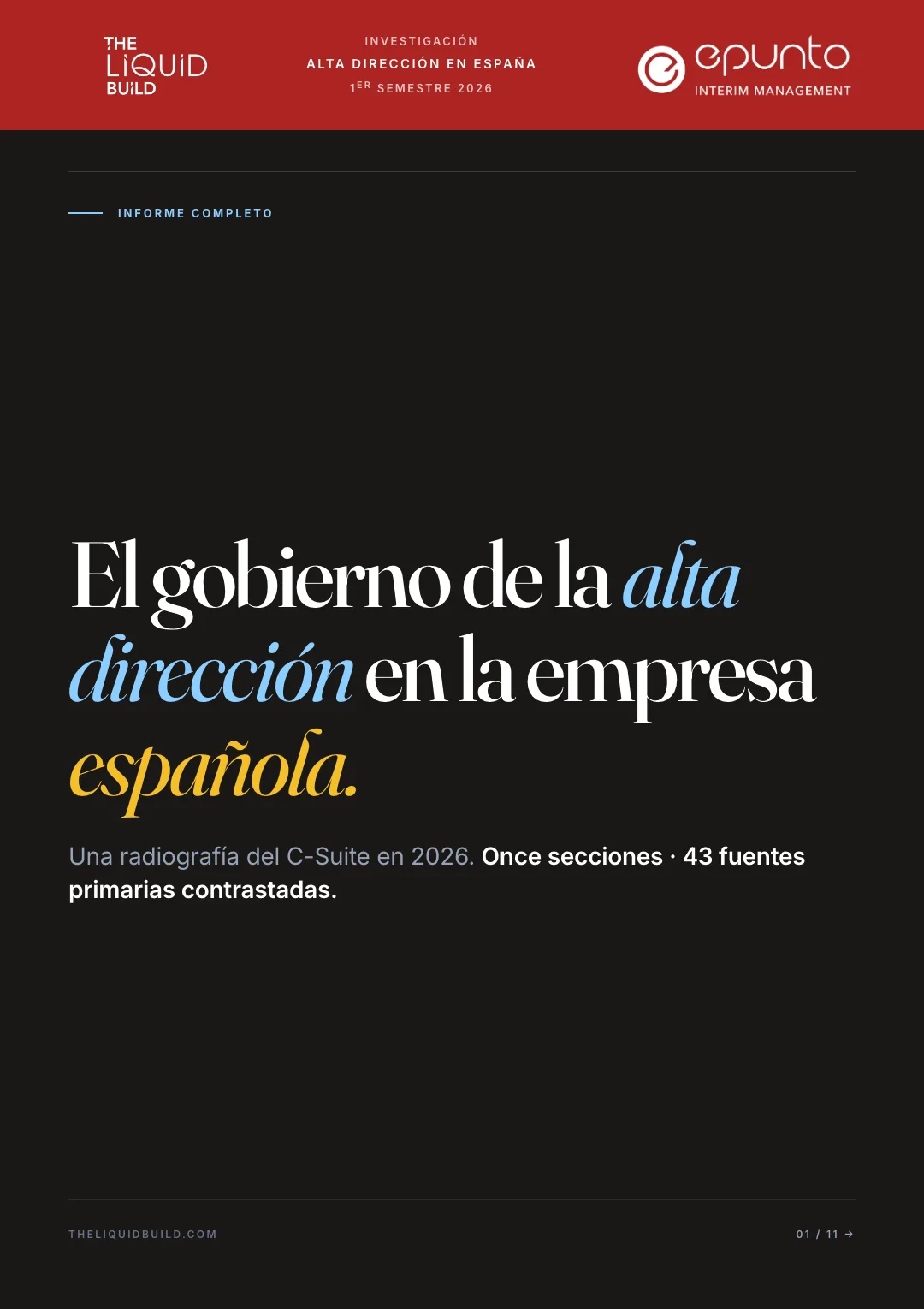 Informe sobre Alta Dirección en España · Primer Semestre de 2026 · the LIQUID build — 2