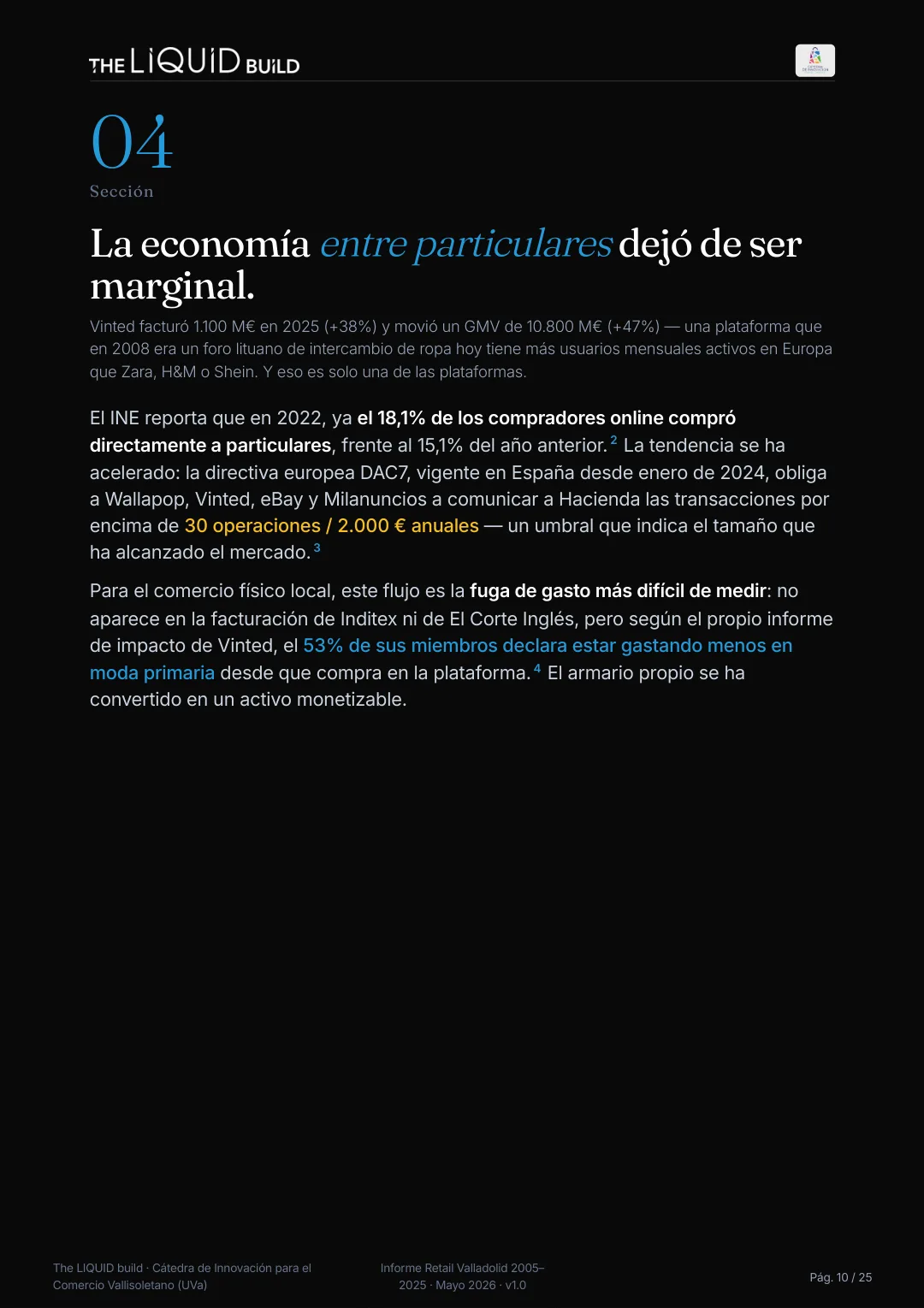 Informe sobre pequeño comercio - Valladolid 2005–2025 · the LIQUID build — 8