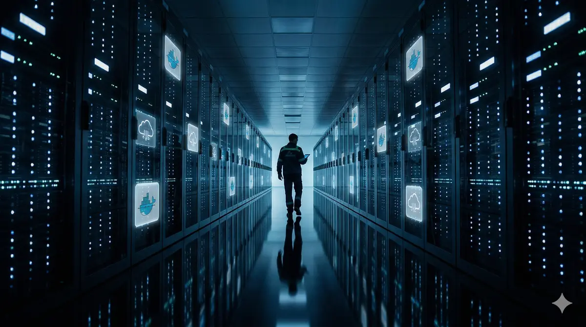 Pasillo de data center con servidores